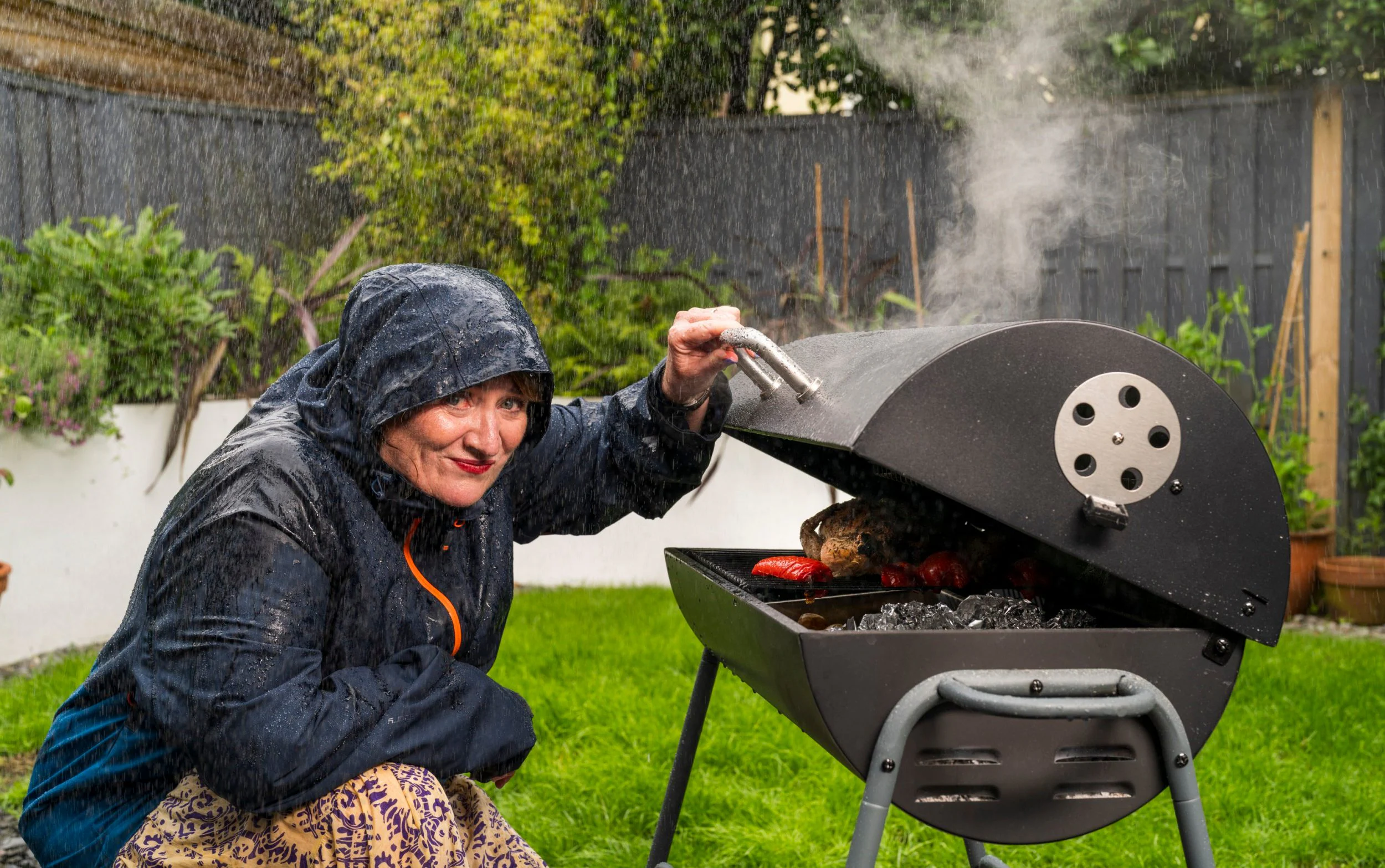 smoking in the rain